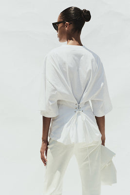 Agolde Ellery Tee white classic tee corset-style cinch | Pipe and Row