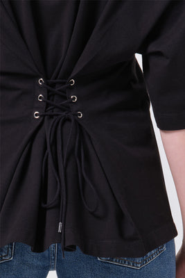 Agolde Ellery Tee black classic tee corset cinch lace up | Pipe and Row