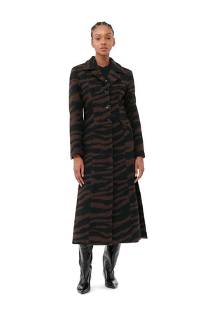 WOOL JACQUARD FITTED COAT
