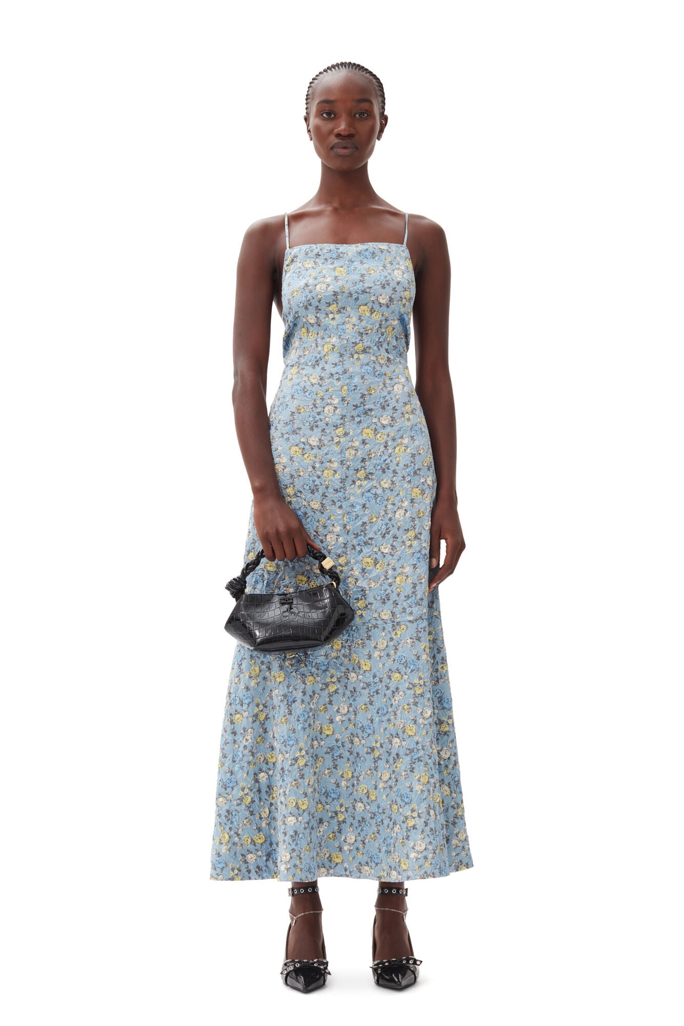 Dusty blue floral dress hotsell