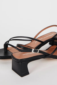 Intentionally Blank minimal Fifi sandal black leather low heel | Pipe and Row