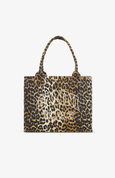 Ganni Large easy shopper tote bag handbag leopard print