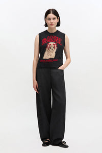 Ganni graphic wool vest cute doggy bow graphic A1070044 PIPE AND ROW Seattle