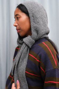 Ganni knit soft wool alpaca wrap balaclava scarf hood light grey paloma melange | Pipe and Row Seattle Boutique