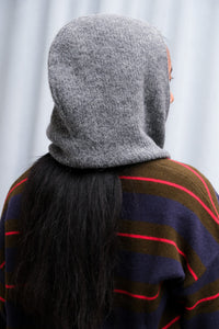Ganni knit soft wool wrap balaclava scarf hood light grey paloma melange | Pipe and Row Seattle Boutique