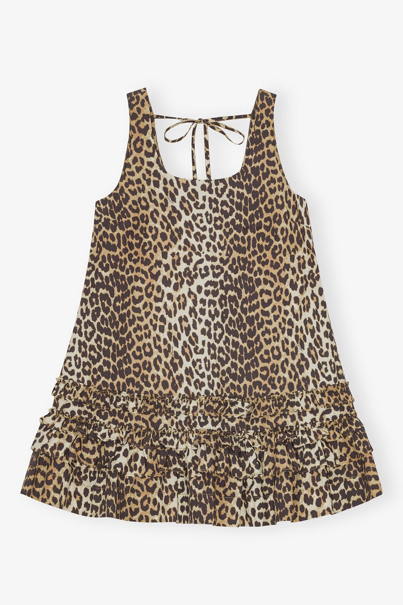 Ganni printed cotton poplin U-neck mini dress cheetah leopard print ruffled hem | Pipe and Row - PIPE AND ROW Ganni printed cotton poplin U-neck mini dress cheetah leopard print ruffled hem | Pipe and Row - PIPE AND ROW