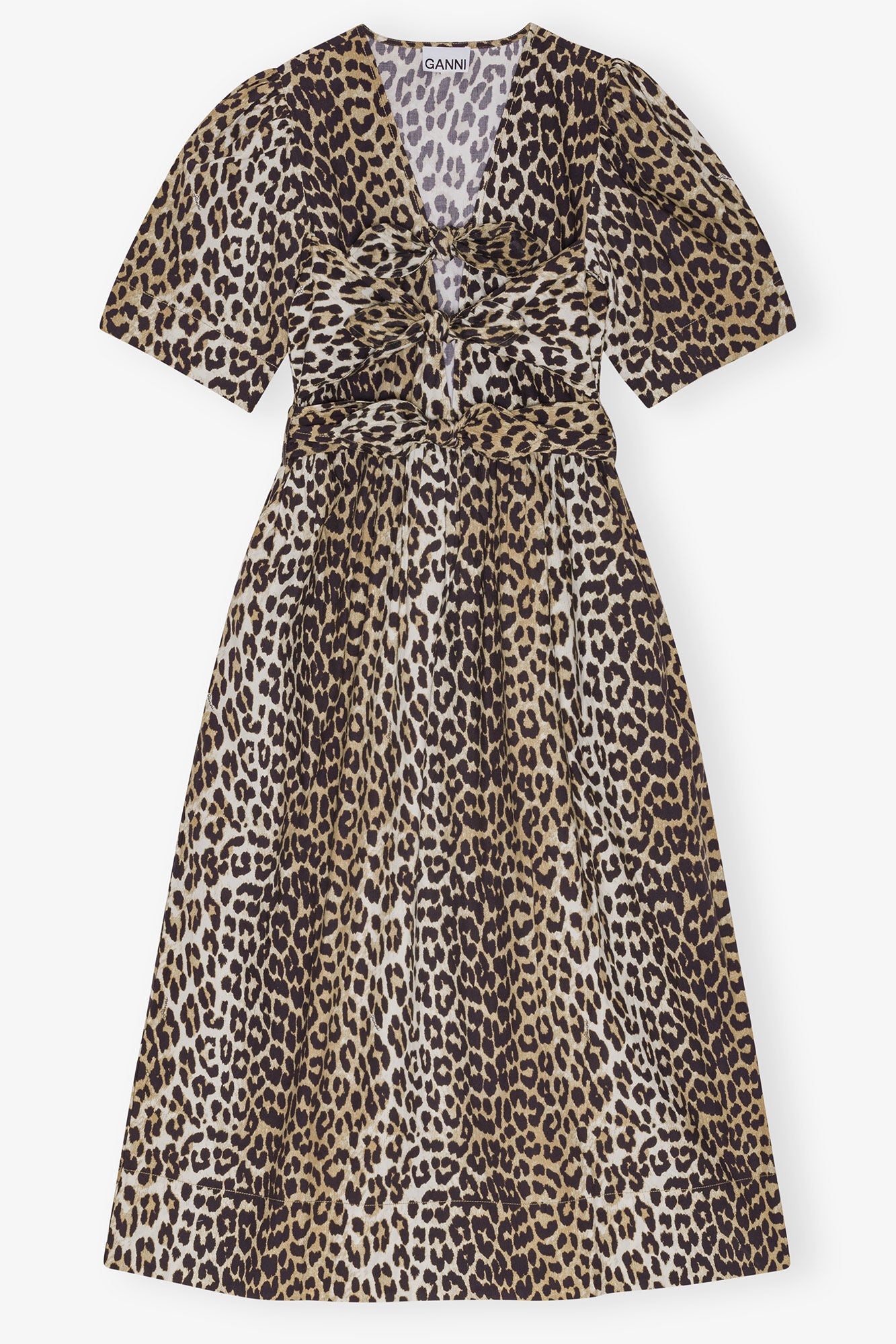 ganni organic cotton dress GANNI Cotton Tie Strap Midi Dress