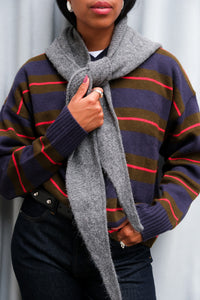 Ganni soft wool wrap balaclava scarf hood grey paloma melange| Pipe and Row Seattle