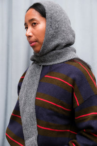 Ganni soft wool wrap balaclava scarf hood light grey paloma melange | Pipe and Row Seattle