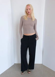 Geel Andy wide leg medium to heavy trouser black | PIpe and Row