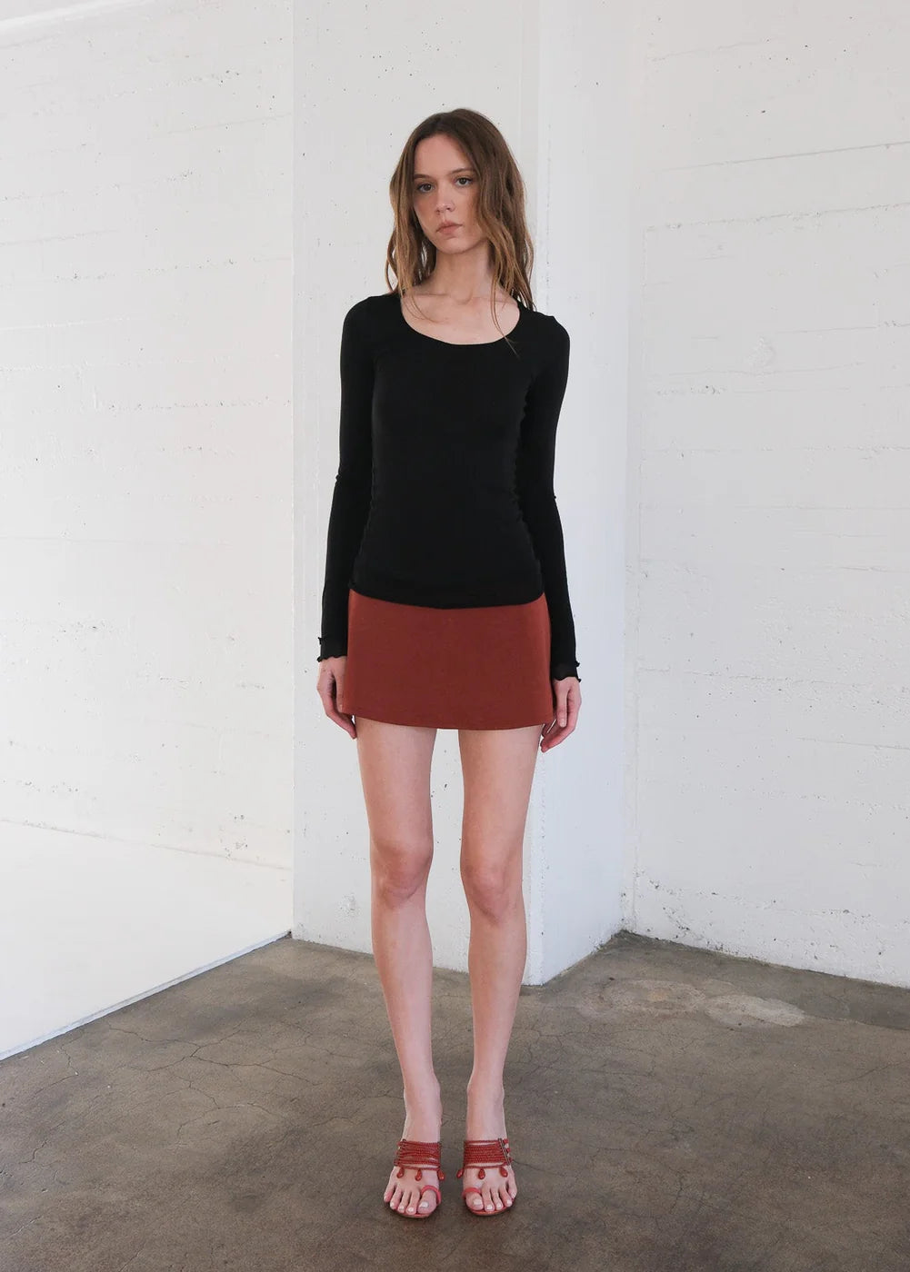 Geel Aria micro mini skirt featuring built-in shorts cooper | Pipe and Row