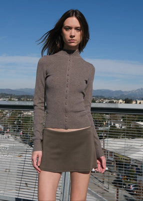 Geel Aria micro mini skirt featuring built-in shorts olive green | Pipe and Row