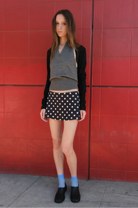 Geel Aria micro mini skirt skort black with white polka dots | Pipe and Row