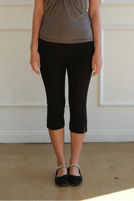 Geel Cooper capri pant fitted legging black mini side slits PIPE AND ROW