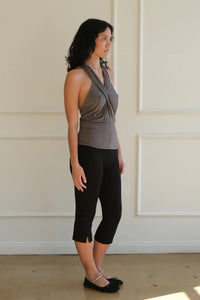 Geel Cooper capri pant fitted legging black mini side slits PIPE AND ROW