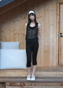 Geel Cooper capri pant fitted legging black mini side slits PIPE AND ROW