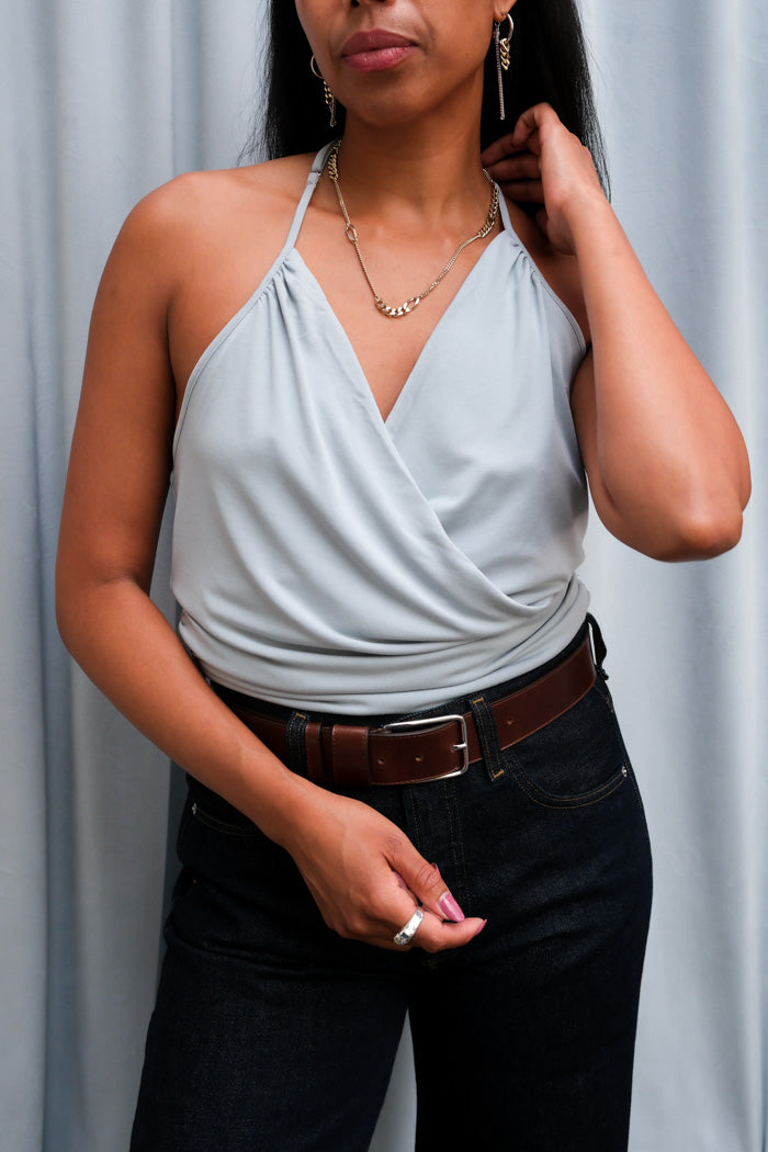 Geel Julian halter tank top light blue PIPE AND ROW boutique Seattle