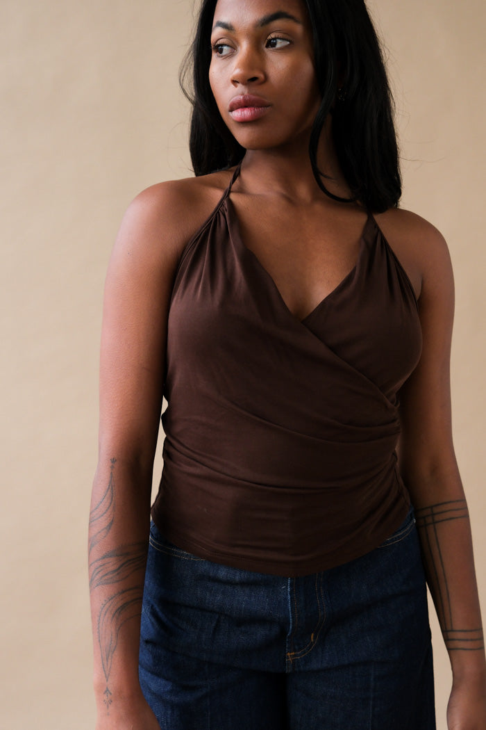 Geel Julian halter tank top americano brown PIPE AND ROW boutique Seattle