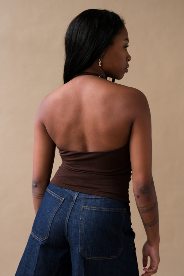 Geel Julian halter tank top americano brown PIPE AND ROW boutique