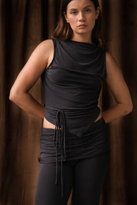 Geel Portia tank top backless jersey soft onyx black grey | Pipe and Row