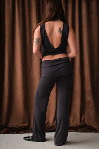 Geel Portia tank top low back jersey soft onyx black grey | Pipe and Row Seattle