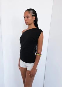 Geel boat neck Fletcher top relaxed dolman sleeve top black | Pipe and Row