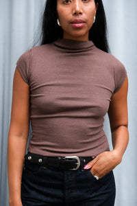 Geel brown Gem tee fitted cap tee mock neck | Pipe and Row