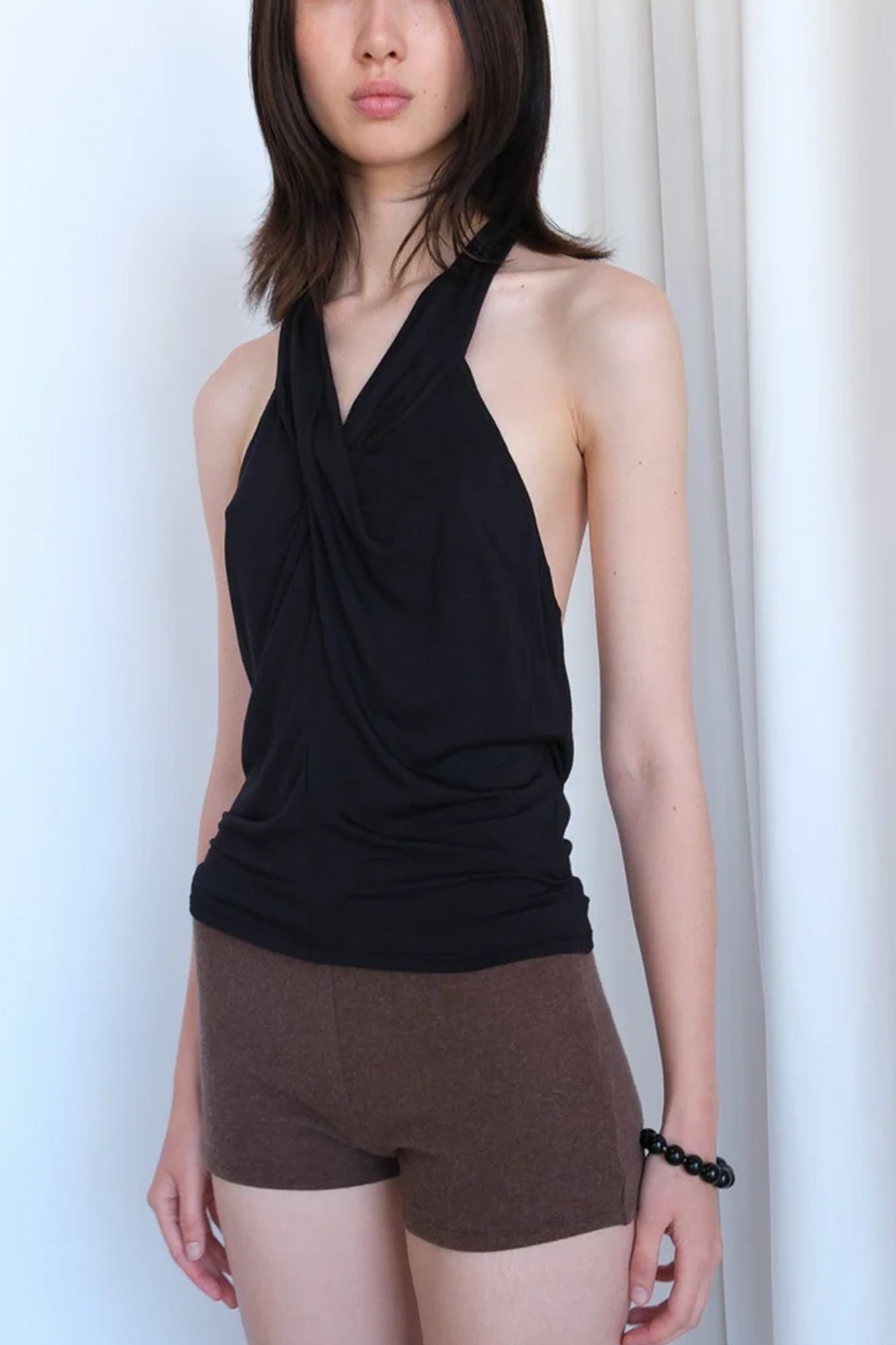 Geel draped racerback Webster top black twisted PIPE AND ROW