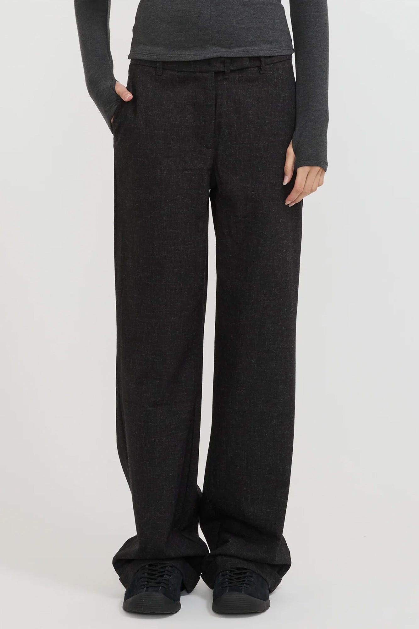 Geel espresso brown low waisted oversized Kennedy trousers pants charcoal PIPE AND ROW