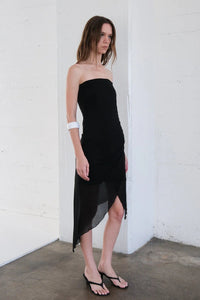 Geel layered strapless semi sheer Alma silk dress black | Pipe and Row Seattle