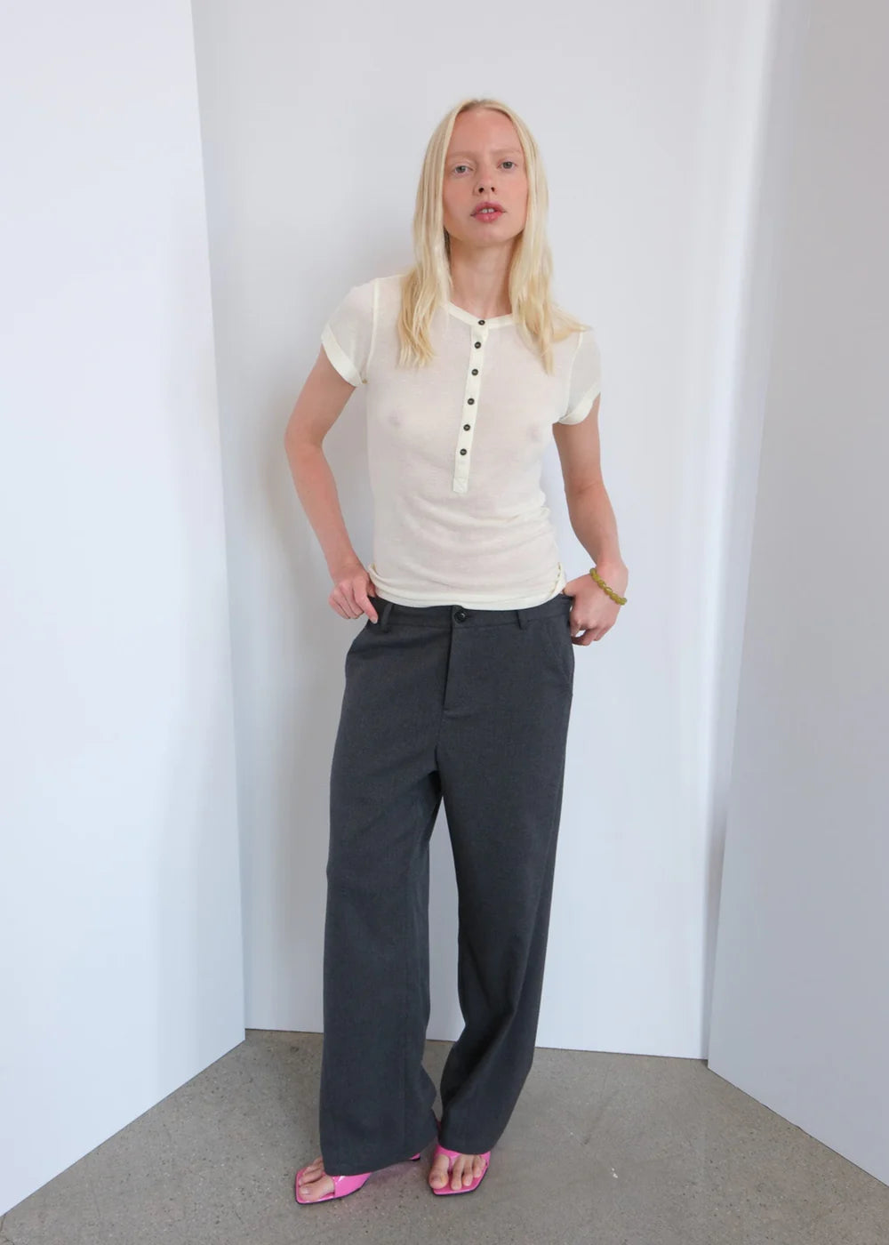 Geel mid-low rise Andy trousers pants charcoal grey | Pipe and Row