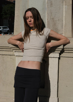 Geel oat tan Gem tee fitted cap tee mock neck | Pipe and Row Seattle