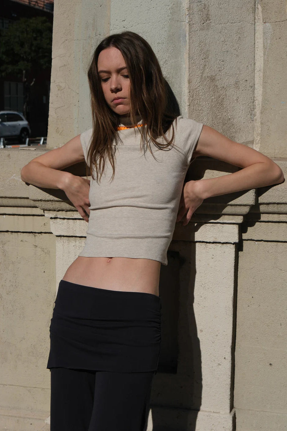 Geel oat tan Gem tee fitted cap tee mock neck | Pipe and Row Seattle