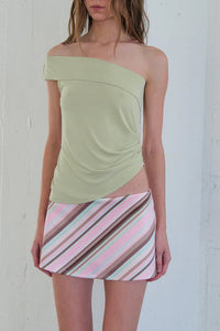 Geel pink stripe Aria micro mini skirt skort shorts | Pipe and Row