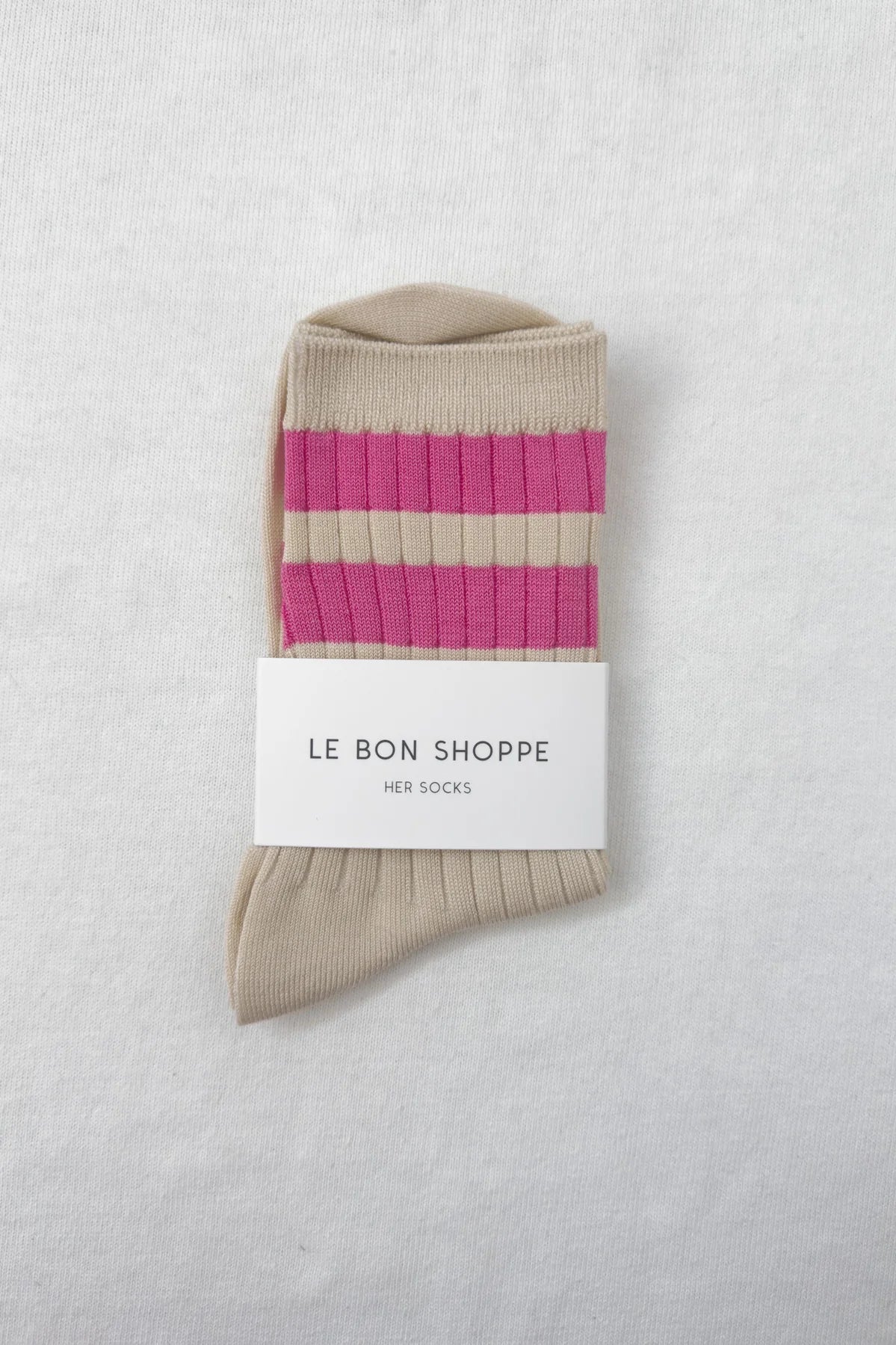 Le Bon Shoppe her varsity socks cream Taffy pink stripes PIPE AND ROW