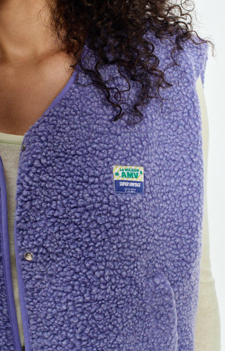 HOK16BE26-American Vintage Hoktown shearling fleece vest indigo purple recycled PIPE AND ROW