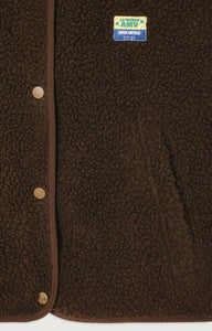 American Vintage loose fit Hoktown shearling fleece vest jacket in chocolate brown chestnut tree melange | PIPE AND ROW