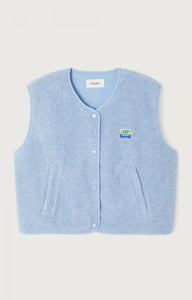 American Vintage loose fit Hoktown shearling fleece vest jacket melange blue frost | Pipe and Row