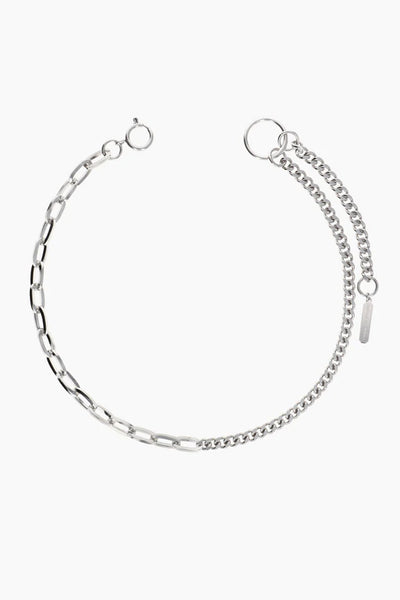 Justine Clenquet half curb half cable chain hari silver necklace