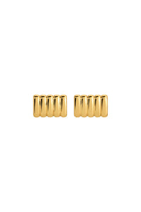 Heaven Mayhem oversized ribbed curved Clemmie Maxi stud earrings gold | Pipe and Row