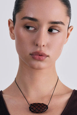 Heaven Mayhem Julia black net necklace wood bead | Pipe and Row