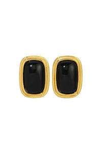 Heaven Mayhem rectangle Ribbon earring in black enamel and gold | Pipe and row