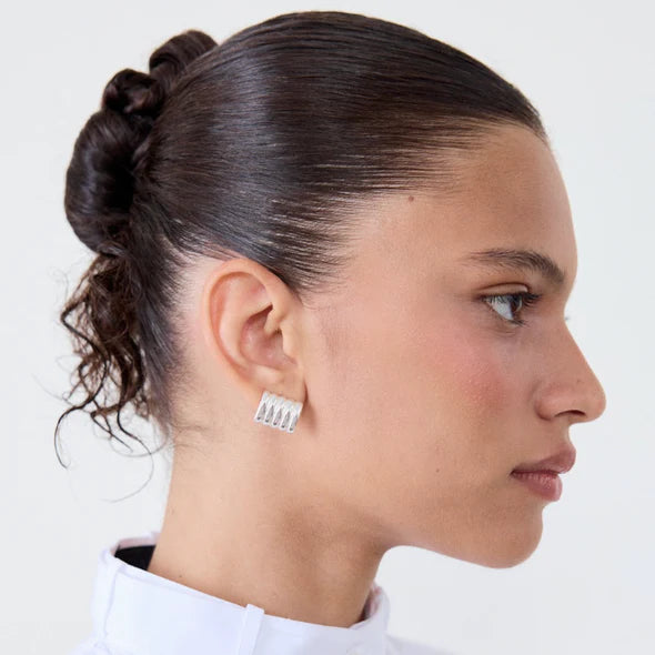 Heaven Mayhem ribbed rectangular Clemmie earring in silver HMSP-0159-02N PIPE AND ROW