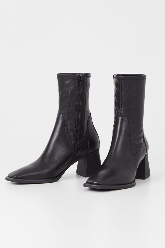 Vagabond Hedda mid-high boots heels square toe black leather | Pipe and Row