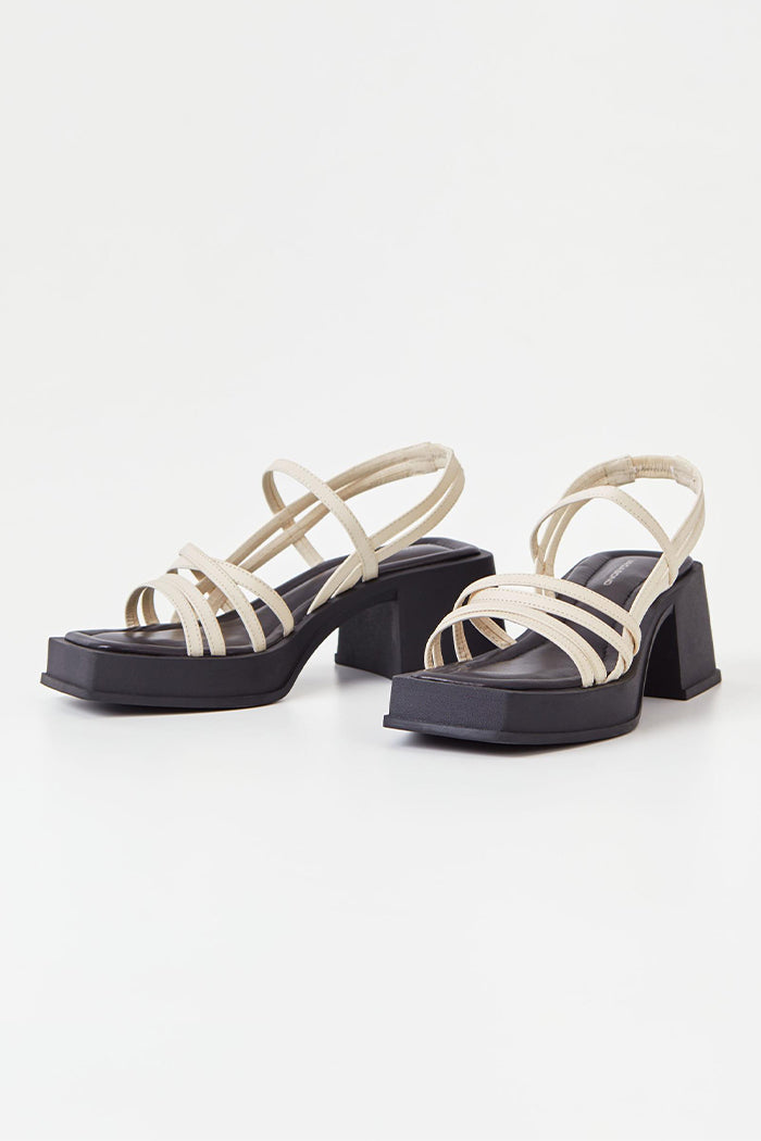 Vagabond 90's Hennie strappy heeled sandals off white leather | Pipe and Row