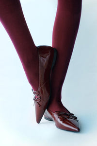 Vagabond Hermine pointed toe bow ballet flats  burgundy cherry red patent | pipe and Row