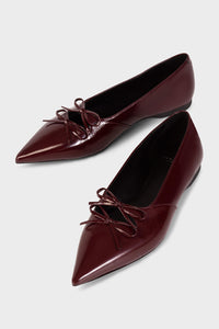 Vagabond Hermine pointed toe bow ballet flats  burgundy cherry red patent | pipe and Row