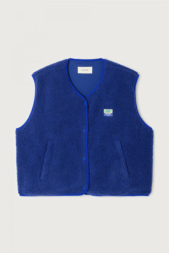 American Vintage Hok shearling fleece vest indigo recycled PIPE AND ROW