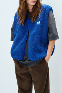 American Vintage Hok shearling fleece vest indigo recycled PIPE AND ROW