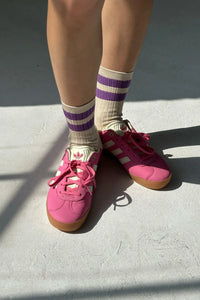 Le Bon Shoppe her varsity socks cream ube purple stripes | Pipe and Row